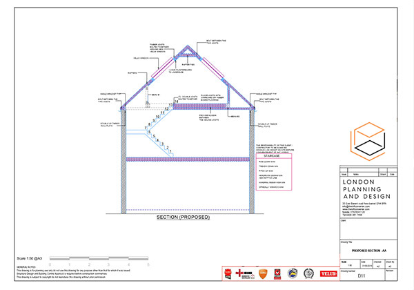 Loft Conversion Planning Drawing, St Albans, Hertfordshire