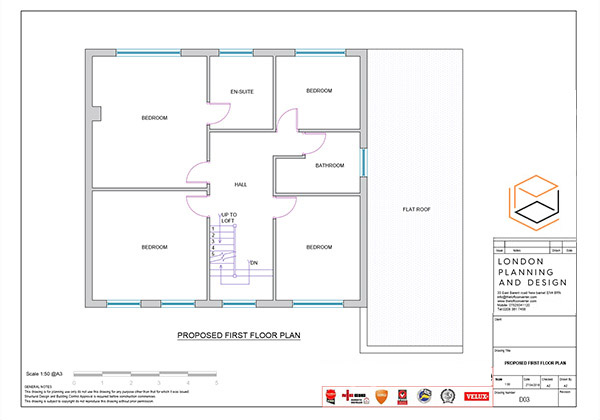 Loft Conversion Planning Drawing, North London, Borehamwood