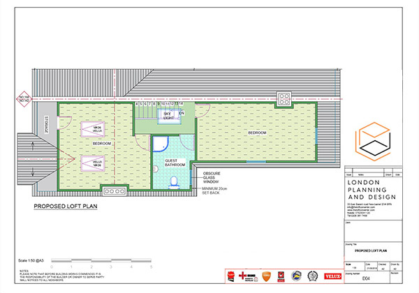 Loft Conversion Planning Drawing, North London, Chase Side