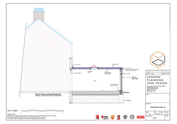 Loft Conversion Planning Drawing, North London, Southgate