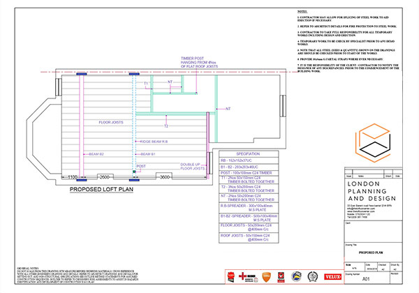 Loft Conversion Planning Drawing, North London, Muswell Hill