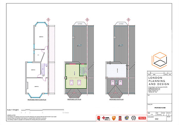 Loft Conversion Planning Drawing, North London, Whetestone